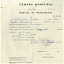 Registo de velocípede de marca Reynolds, com o nº 4327, em nome de Carlos Neves Jordão, morador em Morelinho.