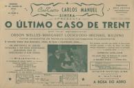 Programa do filme "O Último Caso de Trent" com a participação de Orson Welles, Margaret Lockwodd e Michael  Wilding.