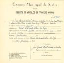 Registo de um veiculo de duas rodas tirado por um animal de espécie cavalar destinado a transporte de mercadorias em nome de José Manuel Street Arriaga e Cunha, morador no Casal de Quintanelas, Sabugo.