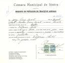 Registo de um veiculo de duas rodas tirado por um animal de espécie cavalar destinado a transporte de mercadorias em nome de Jorge Tomás Duarte, morador na Estefânia, Sintra.