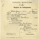 Registo de velocípede de marca Mauritania, com o nº 2530, em nome de António Joaquim Maria, morador em Pero Pinheiro.