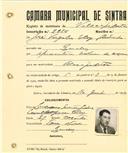 Registo de matricula de velocipedista em nome de José Virgílio Eloy Godinho, morador em Queluz, com o nº de inscrição 2026.