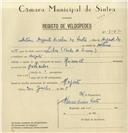 Registo de velocípede de marca Renault, com o nº 8147, em nome de António Augusto Nicolau dos Santos, morador em Magoito.