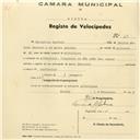 Registo de velocípede de marca Nacional, com o nº 45, em nome de Celestino Caetano, morador Alvarinhos.