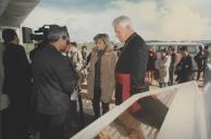 Edite Estrela, Presidente da Câmara Municipal de Sintra, com Dom José da Cruz Policarpo na benção da 1ª pedra da Universidade Católica junto ao Tagus park.