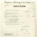 Registo de velocípede de marca L.R.S., com o nº 4841, em nome de Manuel Martins Guerreiro, morador em Queluz.