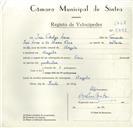 Registo de velocípede de marca Raio, com o nº 8994, em nome de João Fidalgo Neves, morador em Magoito.