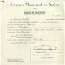 Registo de velocípede de marca Olga com motor, com o nº 5809, em nome de Lúcio de Matos, morador em Idanha.