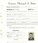 Registo de matricula de carroceiro em nome de Manuel Domingos Caeiro, morador em Alvarinhos, com o nº de inscrição 1928.