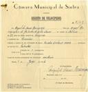 Registo de velocípede de marca Cuciolo com motor, com o nº 7168, em nome de Miguel de Sousa Maximiano, morador em Lameiras.