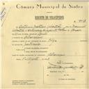Registo de velocípede de marca Olga, com o nº 5912, em nome de António Martins Sebastião, morador em Albarraque.