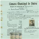 Registo de matricula de velocipedista em nome de Basílio Pardal Monteiro, morador em Pero Pinheiro, com o nº de inscrição 411.