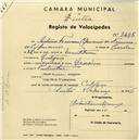Registo de velocípede com o nº 2405, em nome de António Francisco Cipriano, morador em Cortegaça.