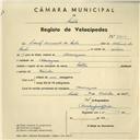Registo de velocípede de marca Soltex, com o nº 3900, em nome de Daniel Assunção dos Santos, morador em Almoçageme.
