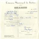 Registo de velocípede de marca Vilar com motor, com o nº 5648, em nome de José Santana Varela, morador em Queluz.