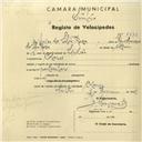 Registo de velocípede com o nº 2792, em nome de Dulce da Silva Roda, morador em Colares.