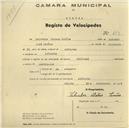 Registo de velocípede de marca Nacional, com o nº 473, em nome de Salvador Mateus Simões, morador em Alfouvar.