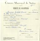 Registo de velocípede de marca Nacional, com o nº 8310, em nome de Graciano dos Santos Querido, morador em Mucifal.