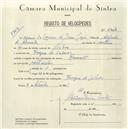 Registo de velocípede de marca Renault, com o nº 5408, em nome de Maria do Carmo de Jesus Lopes, moradora em Várzea de Colares.