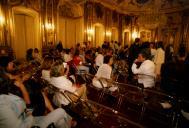 Público para assistir ao Concerto de piano com Nicholas Angelich, durante o Festival de Música de Sintra, na sala da música do Palácio Nacional de Queluz.