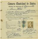 Registo de matricula de velocipedista em nome de Firmino Ribeiro, morador em Lameiras, com o nº de inscrição 573.