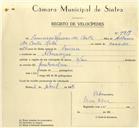 Registo de velocípede com o nº 9917, em nome de Francisco Lucas da Costa, morador em Albarraque.
