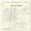Registo de velocípede com o nº 5020, em nome de Adriano Pinto de Oliveira, morador em Agualva.