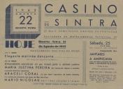 Programa de Matiné Dançante com a participação de Maria Justina Pereira, Araceli Coral e Mário Nicolau no dia 22 de agosto de 1945.