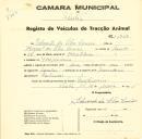 Registo de um veiculo de duas rodas tirado por um animal de espécie cavalar destinado a transporte de mercadorias em nome de Eduardo da Silva Correia, morador em Pero Pinheiro.