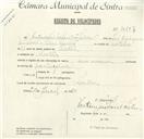 Registo de velocípede com o nº 4607, em nome de António José dos Santos Silva, morador em Sintra.