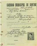 Registo de matricula de velocipedista em nome de Luís Lopes Ribeiro, morador em Belas, com o nº de inscrição 1738.