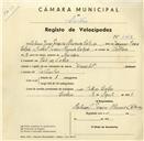 Registo de velocípede de marca Oriental, com o nº 3142, em nome de António Jorge Pereira Almeida Calado, morador em Vale de Lobos.