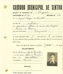 Registo de matricula de velocipedista em nome de Miguel Mayer de Carvalho, morador em Sintra, com o nº de inscrição 2052.