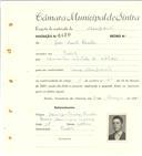 Registo de matricula de velocipedista em nome de João Vicente Parcelas, morador em Pero Leite, com o nº de inscrição 6420.