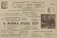 Programa do filme comédia "A Minha Filha Joy" realizado por Gregory Ratoff. Divulga, também, matiné infantil.
