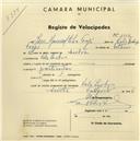Registo de velocípede com o nº 2637, em nome de José Manuel Silva [...], morador em Vale de Lobos.