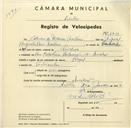 Registo de velocípede de marca Royal, com o nº 3411, em nome de Álvaro de Velasco Martins, morador em Rua Celestino Balsemão nº 18, Queluz.
