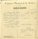 Registo de velocípede de marca Caravela, com o nº 6491, em nome de Domingos Pedro Caetano, morador em Pinhal dos Caniçais.