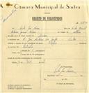 Registo de velocípede de marca Citifix, com o nº 6896, em nome de Vítor José Névoa, morador em Rua José Antunes dos Santos, Sintra.