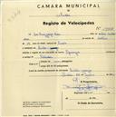 Registo de velocípede de marca Sprinter, com o nº 1997, em nome de Ivo Luís Jorge Dias, morador em Sintra.