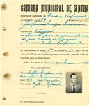 Registo de matricula de cocheiro profissional em nome de José Luciano Marques Quaresma, morador na Terrugem, com o nº de inscrição 879.