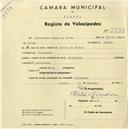 Registo de velocípede de marca Olympique, com o nº 3284, em nome de Bartolomeu Gomes da Silva, morador em Galamares.
