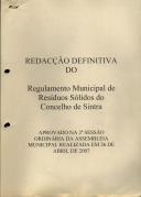 Regulamento Municipal de Resíduos Sólidos do Concelho de Sintra.