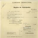 Registo de velocípede com o nº 2750, em nome de Leandro Simão Calças, morador em Assafora.
