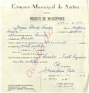 Registo de velocípede de marca Nacional, com o nº 8343, em nome de Joaquim Silvestre Ferreira, morador em Serradas.