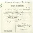 Registo de velocípede com o nº 5519, em nome de António dos Reis Moreira, morador em Linhó.