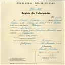 Registo de velocípede de marca Olympique, com o nº 1177, em nome de Bento Cardoso, morador em Godigana.