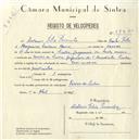 Registo de velocípede com o nº 5187, em nome de António Félix Peixinho, morador em Várzea de Sintra.