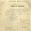 Registo de velocípede de marca Aprilia, com o nº 611, em nome de Francisco António Domingos, morador em Lameiras.