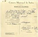 Registo de velocípede de marca Arval, com o nº 9724, em nome de Mário Jorge da Silva, morador em Almoçageme.